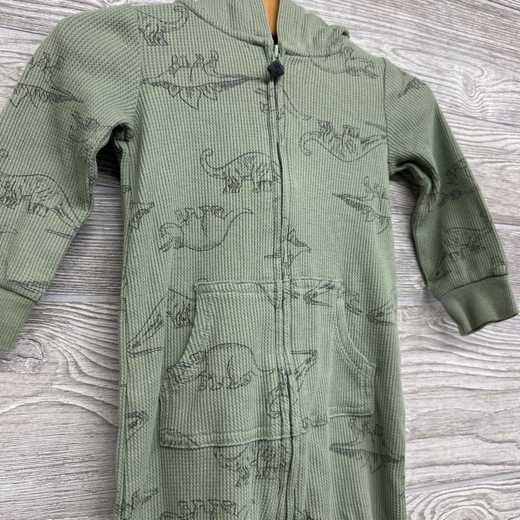 LS Waffle Knit Outfit W/ Hood Dinosaurs 12M