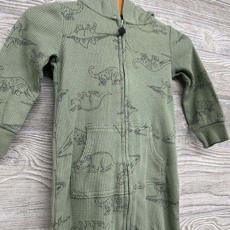 LS Waffle Knit Outfit W/ Hood Dinosaurs 12M
