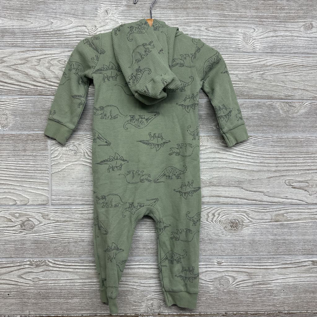 LS Waffle Knit Outfit W/ Hood Dinosaurs 12M