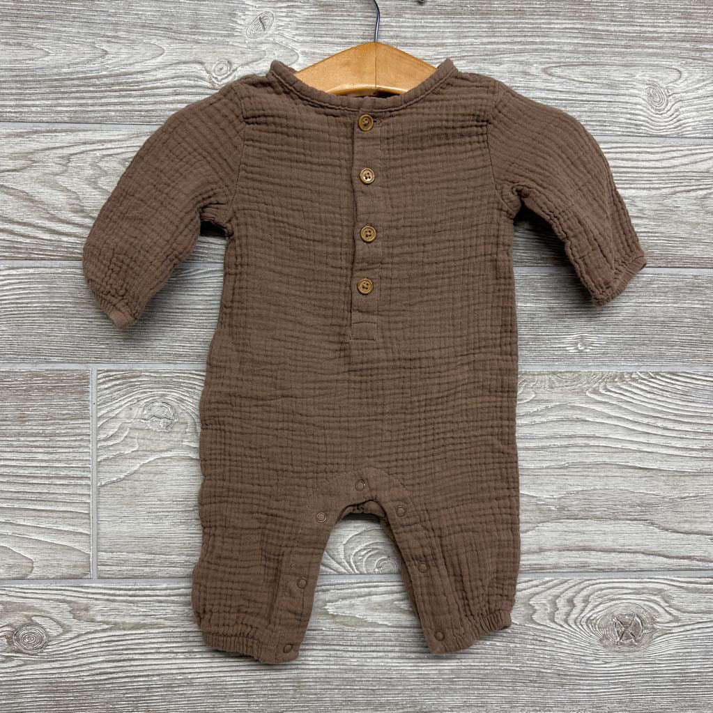LS Gauze Button Up Outfit 0-3M