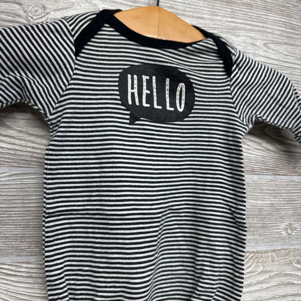 LS PJ Gown Stripes Hello Preemie