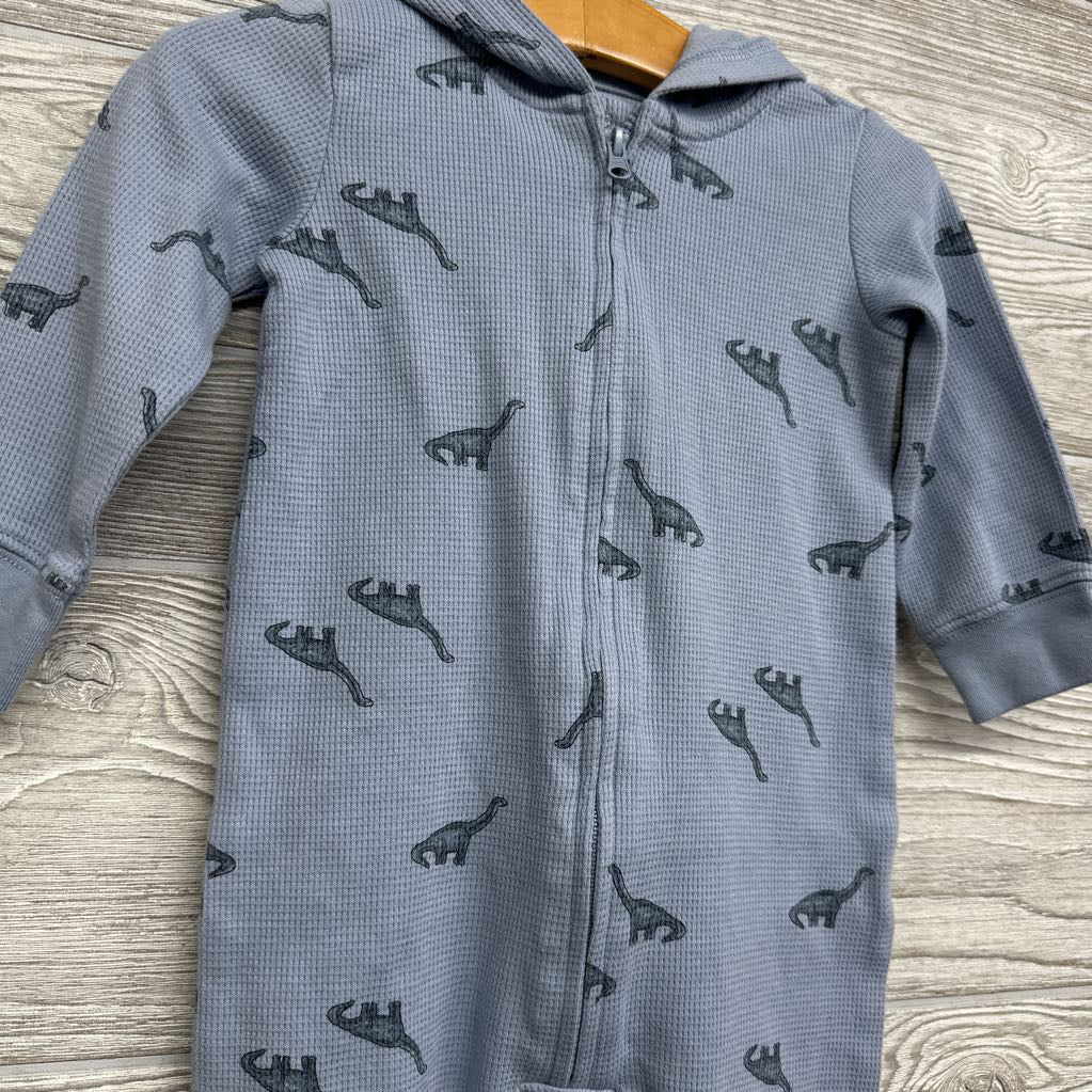 LS Waffle Knit Outfit W/ Hood Dinosaurs 12M