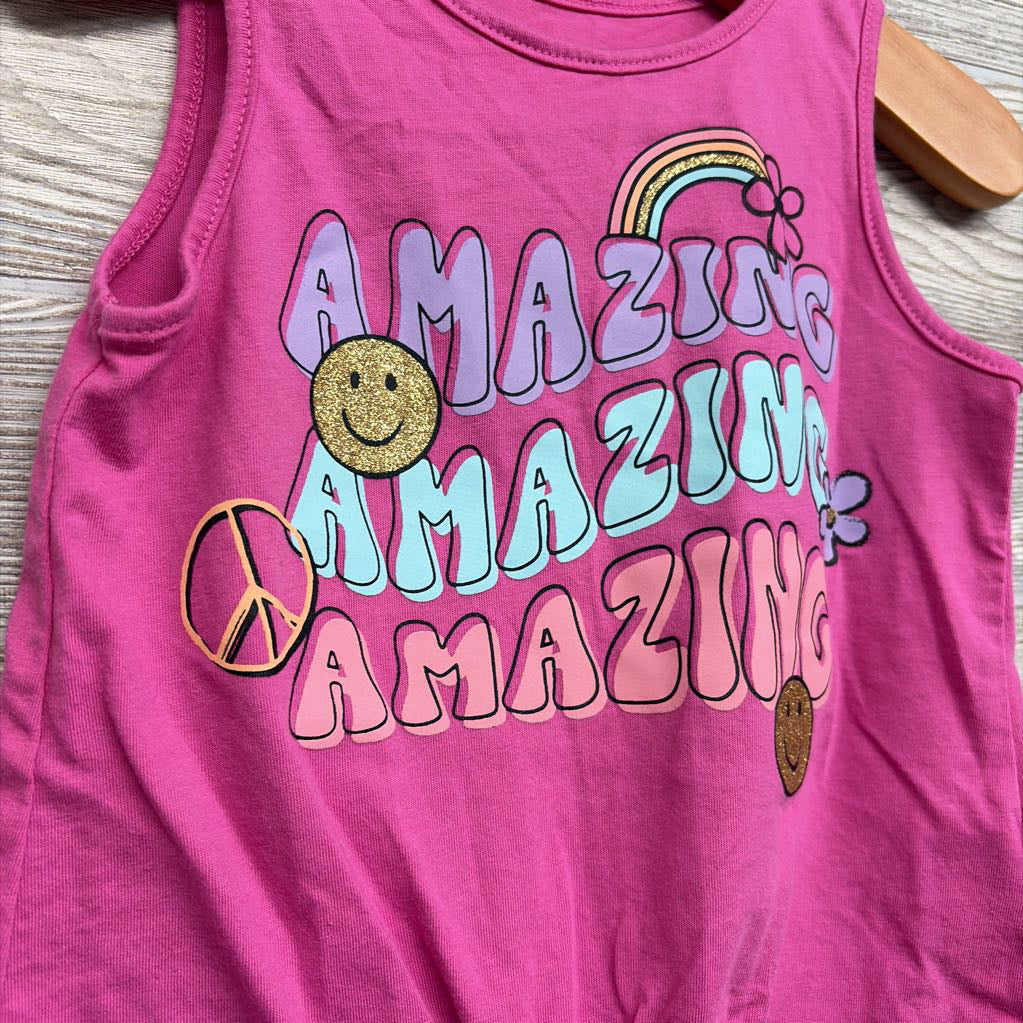 Front Knot Tank Top Amazing Smiley Peace 3T