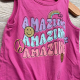 Front Knot Tank Top Amazing Smiley Peace 3T