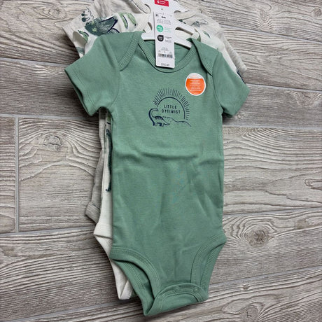 NEW 3 Pk Bodysuits Little Optimist Dinosaurs 6M