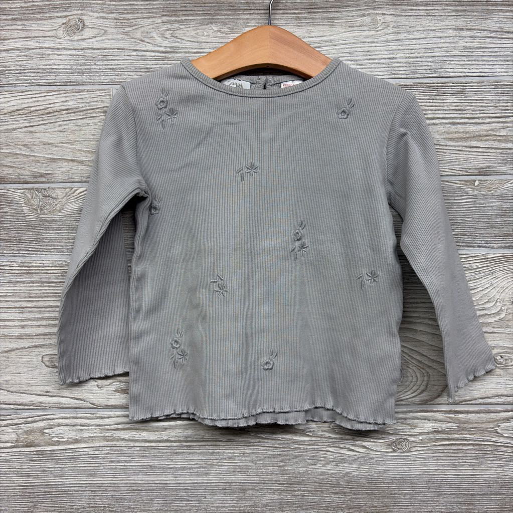 LS Ribbed Shirt Flowers Lettuce Trim 2-3