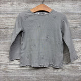 LS Ribbed Shirt Flowers Lettuce Trim 2-3
