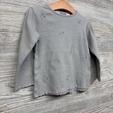 LS Ribbed Shirt Flowers Lettuce Trim 2-3