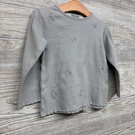 LS Ribbed Shirt Flowers Lettuce Trim 2-3