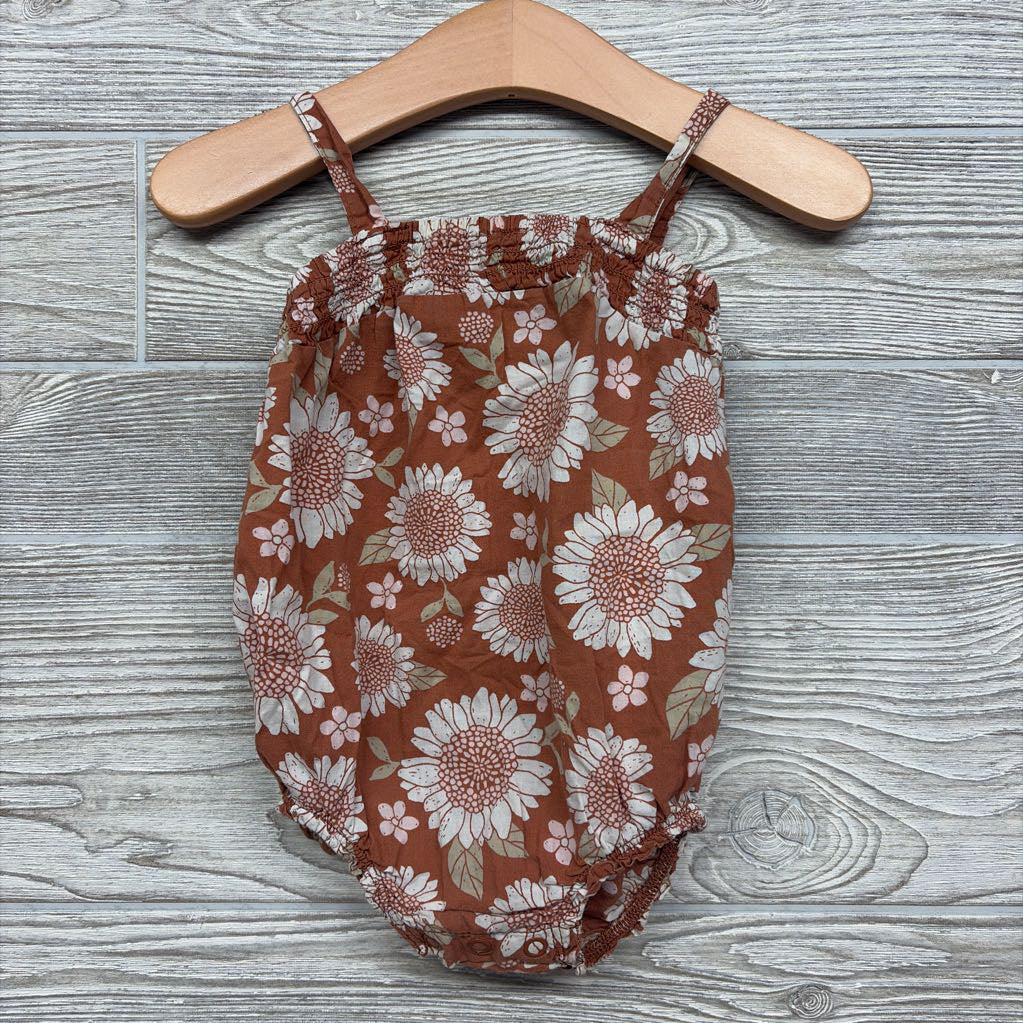 Tank Smocked Romper Flowers 6M
