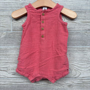 Gauze Tank Henley Romper 3-6M