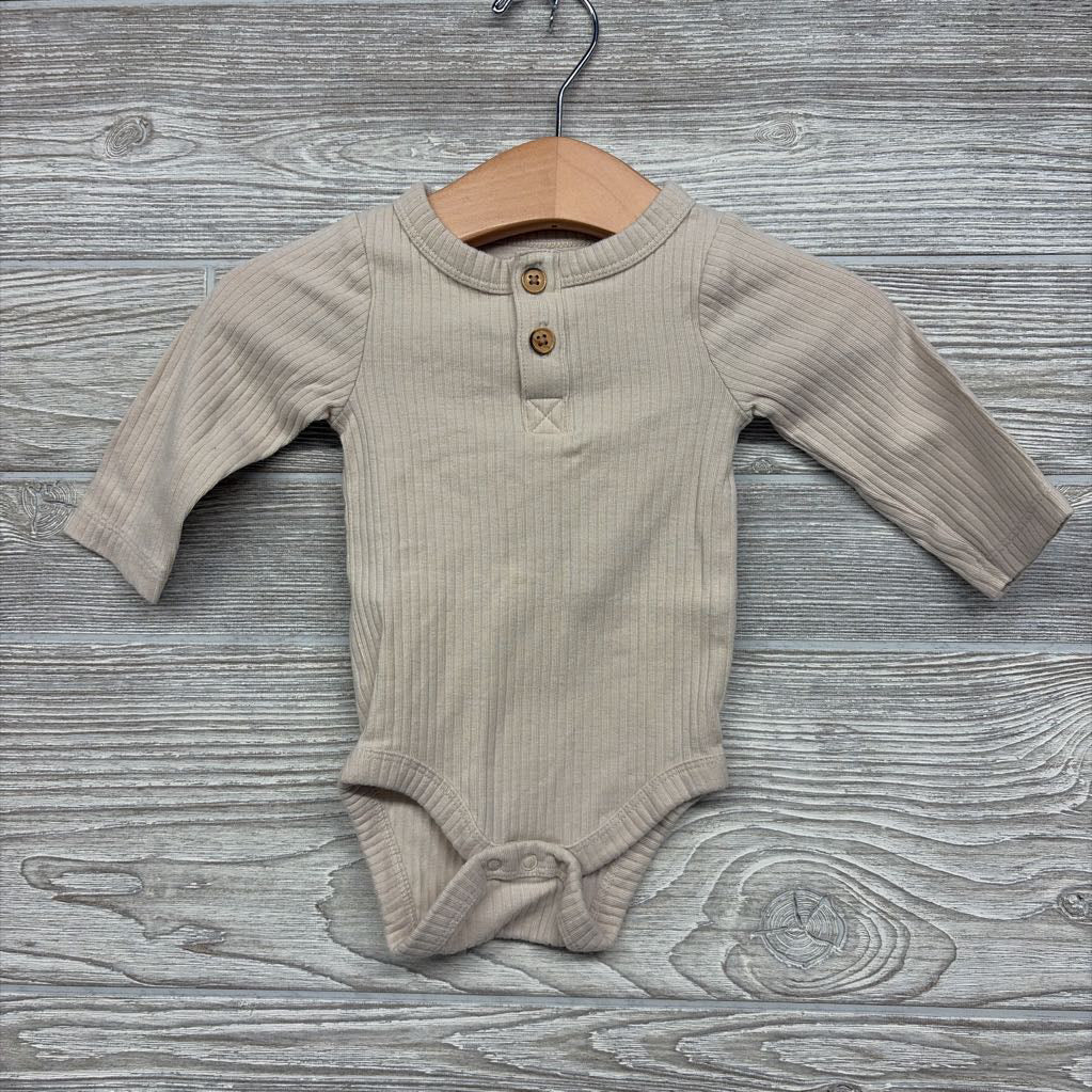 LS Ribbed Henley Bodysuit 0-3M