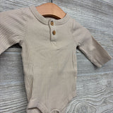 LS Ribbed Henley Bodysuit 0-3M