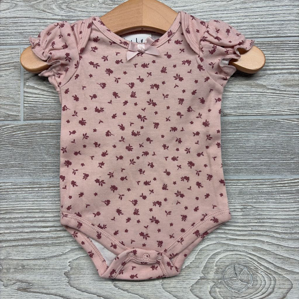 Puff Sleeve Bodysuit Flowers Bow 0-3M