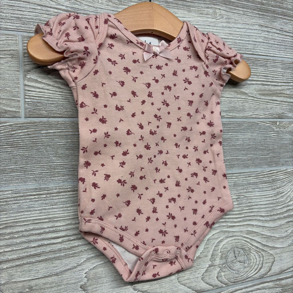 Puff Sleeve Bodysuit Flowers Bow 0-3M