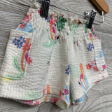 Textured Paperbag Shorts Toucans Flowers 6-9M
