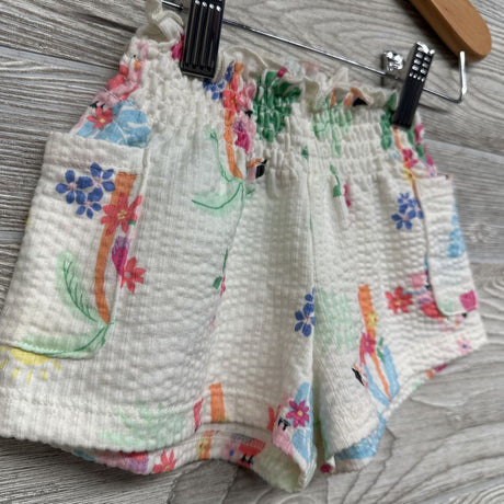 Textured Paperbag Shorts Toucans Flowers 6-9M