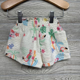 Textured Paperbag Shorts Toucans Flowers 6-9M
