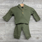 LS Ribbed Bodysuit W/ Hood & Pants 3-6M