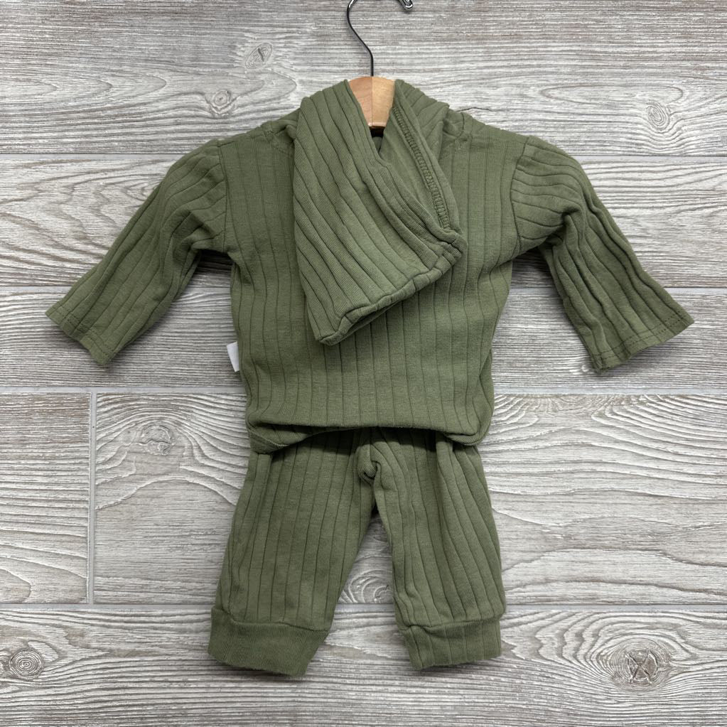 LS Ribbed Bodysuit W/ Hood & Pants 3-6M
