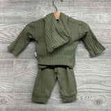 LS Ribbed Bodysuit W/ Hood & Pants 3-6M