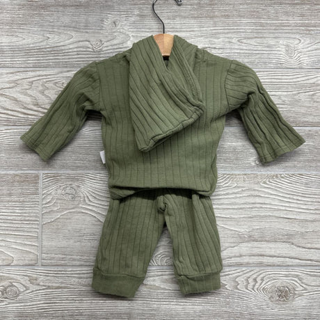 LS Ribbed Bodysuit W/ Hood & Pants 3-6M