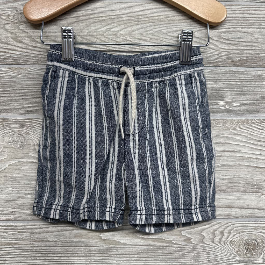 Pull On Drawstring Linen Blend Shorts Stripes 18-24M