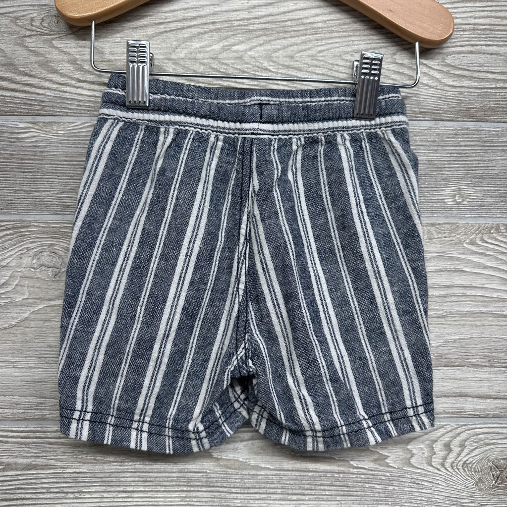 Pull On Drawstring Linen Blend Shorts Stripes 18-24M