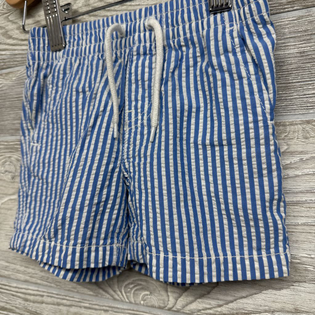 Seersucker Pull On Drawstring Shorts Stripes 12-18M