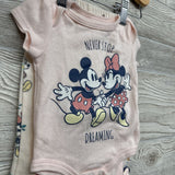 Bodysuit Never Stop Dreaming & Footed Pants Minnie Mickey 0-3M