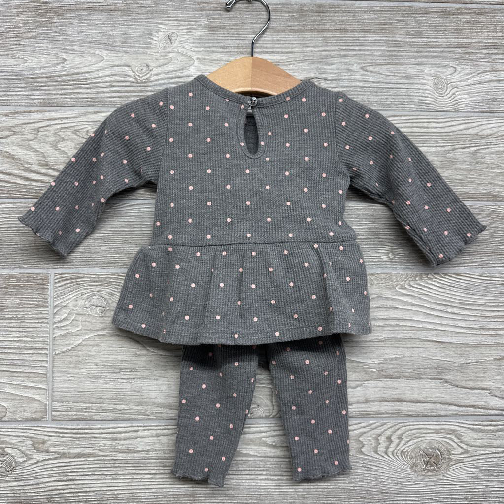 LS Waffle Knit Skirted Bodysuit & Leggings Dots 6M