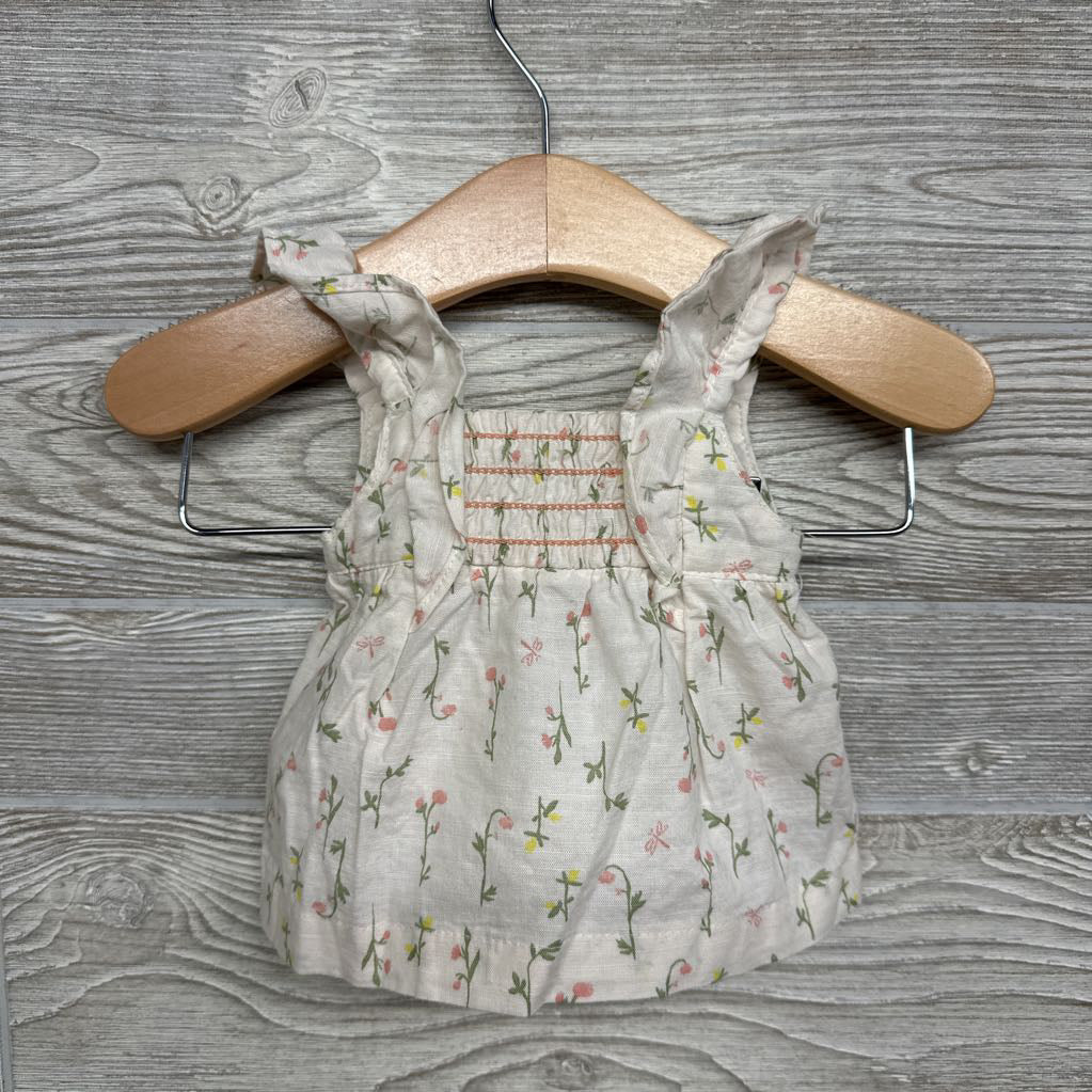Flutter Strap Tank Top & Bloomers W/ Hat Flowers NB