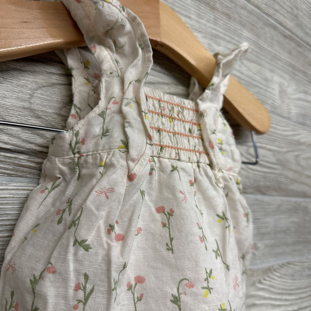 Flutter Strap Tank Top & Bloomers W/ Hat Flowers NB