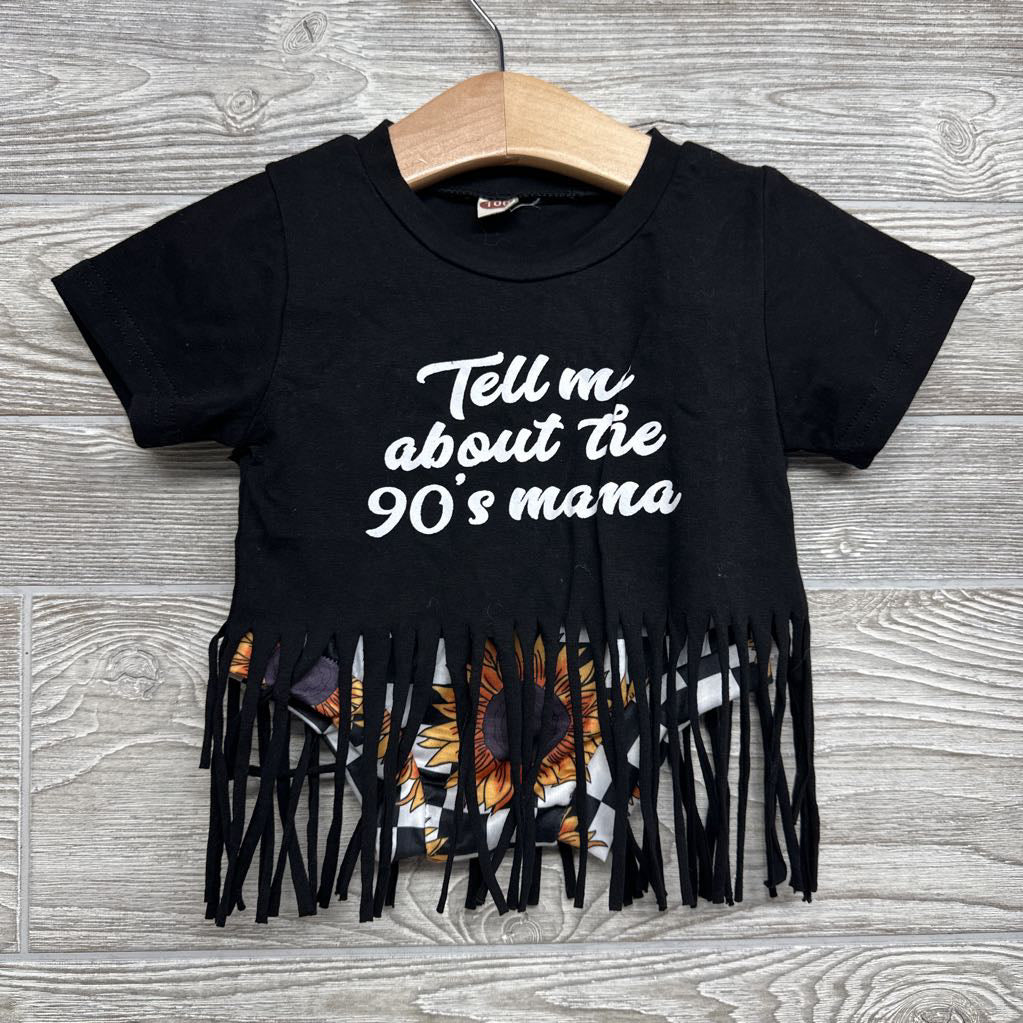 Tassel Shirt Tell Me About The 90's Mama & Checker Bummies W/ Headwrap Stripes 18M