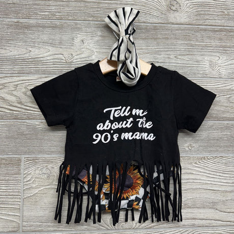Tassel Shirt Tell Me About The 90's Mama & Checker Bummies W/ Headwrap Stripes 18M