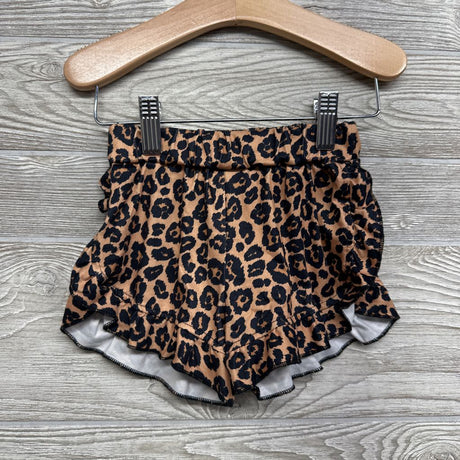 Puff Sleeve Shirt Buttons & Ruffle Shorts Animal Print 2T
