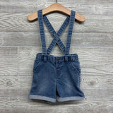 Knit Denim Suspender Shorts Cuffed 18M