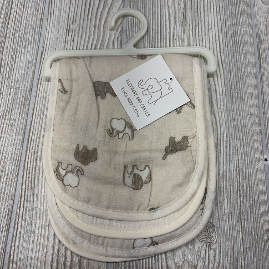 NEW 3 Pk Burp Cloths Elephants