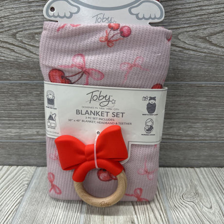 NEW Blanket, Headband & Teether Set Cherries