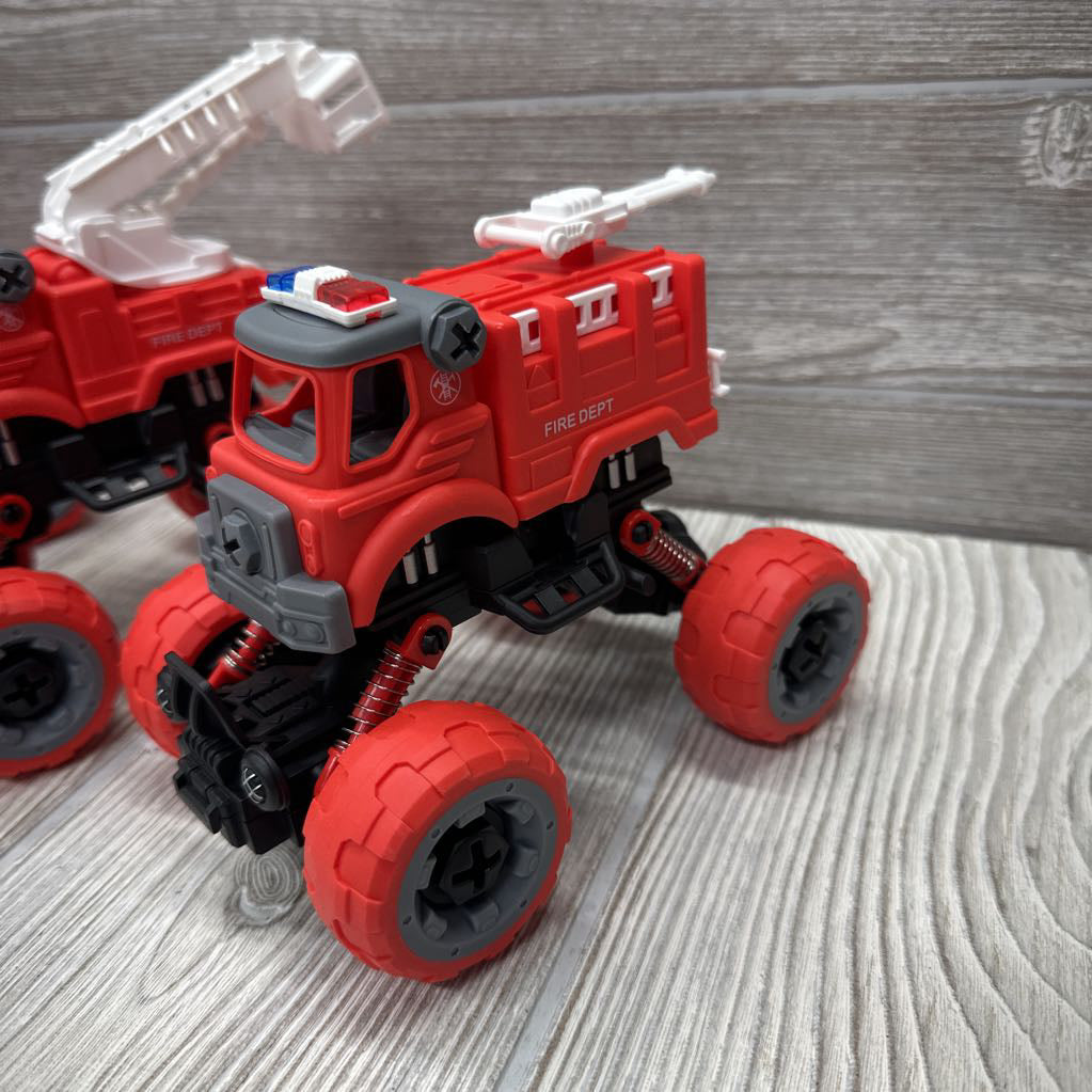 4 Pk Push & Go Fire Rescue Trucks