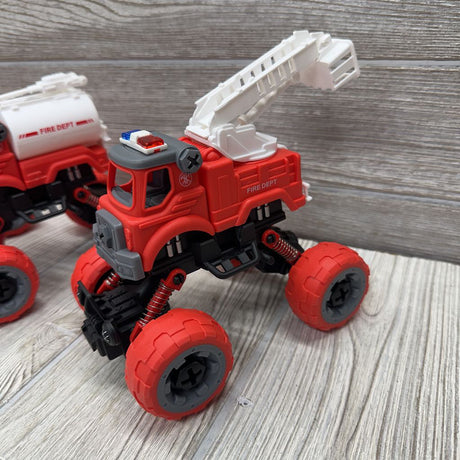 4 Pk Push & Go Fire Rescue Trucks