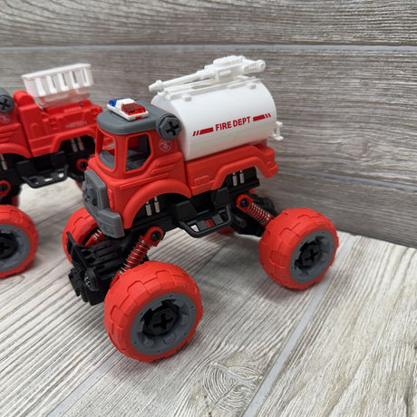 4 Pk Push & Go Fire Rescue Trucks