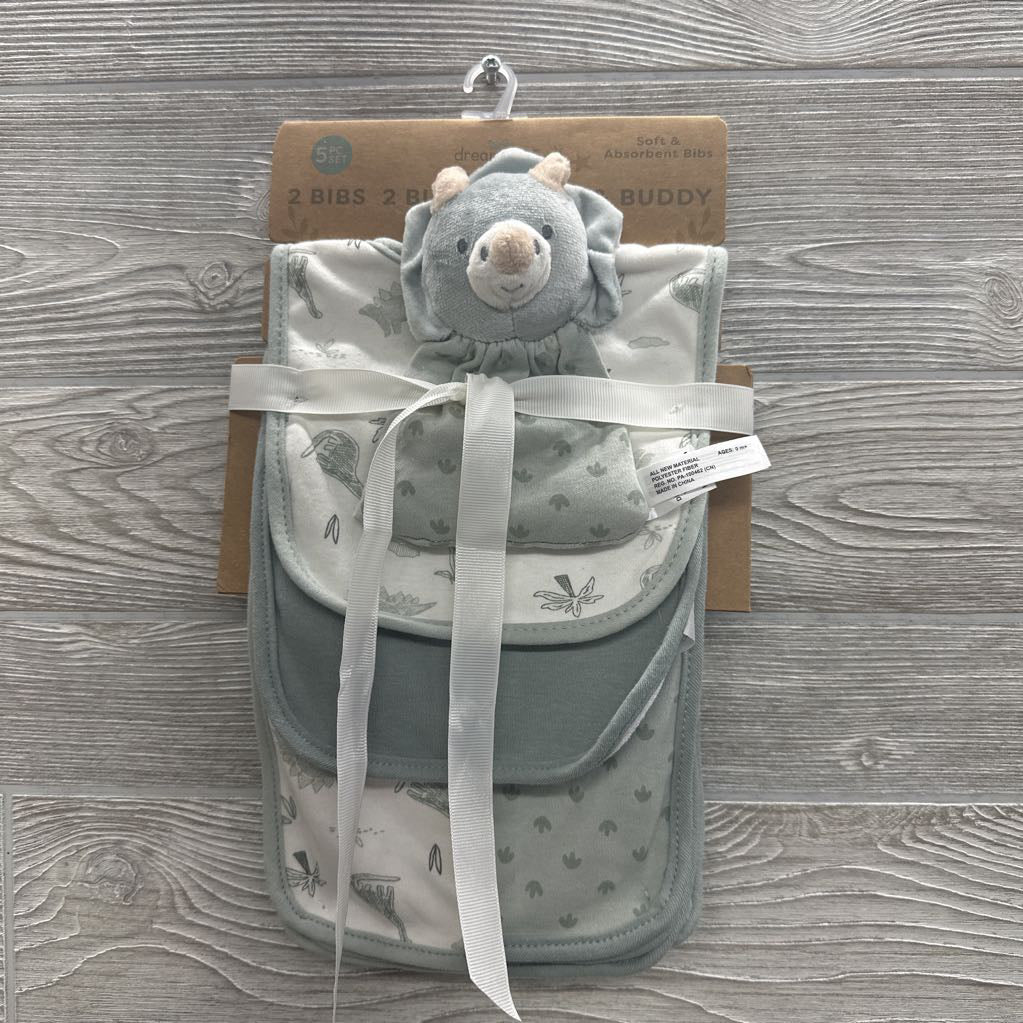 NEW 2 Bibs, 2 Burp Cloths & Buddy Dinosaurs