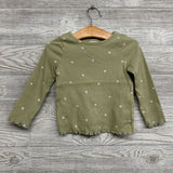 Ribbed LS Shirt Lettuce Trim Dots 2t