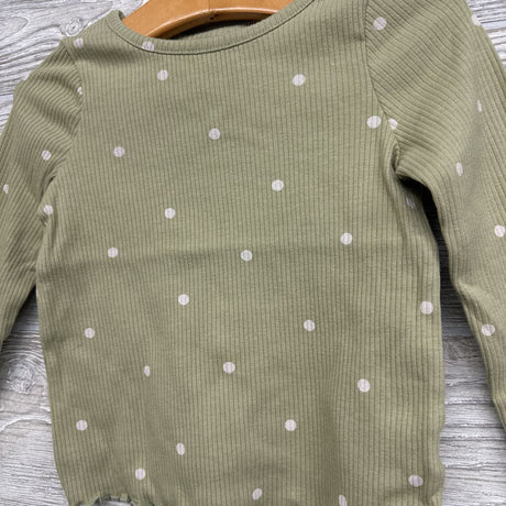 Ribbed LS Shirt Lettuce Trim Dots 2t