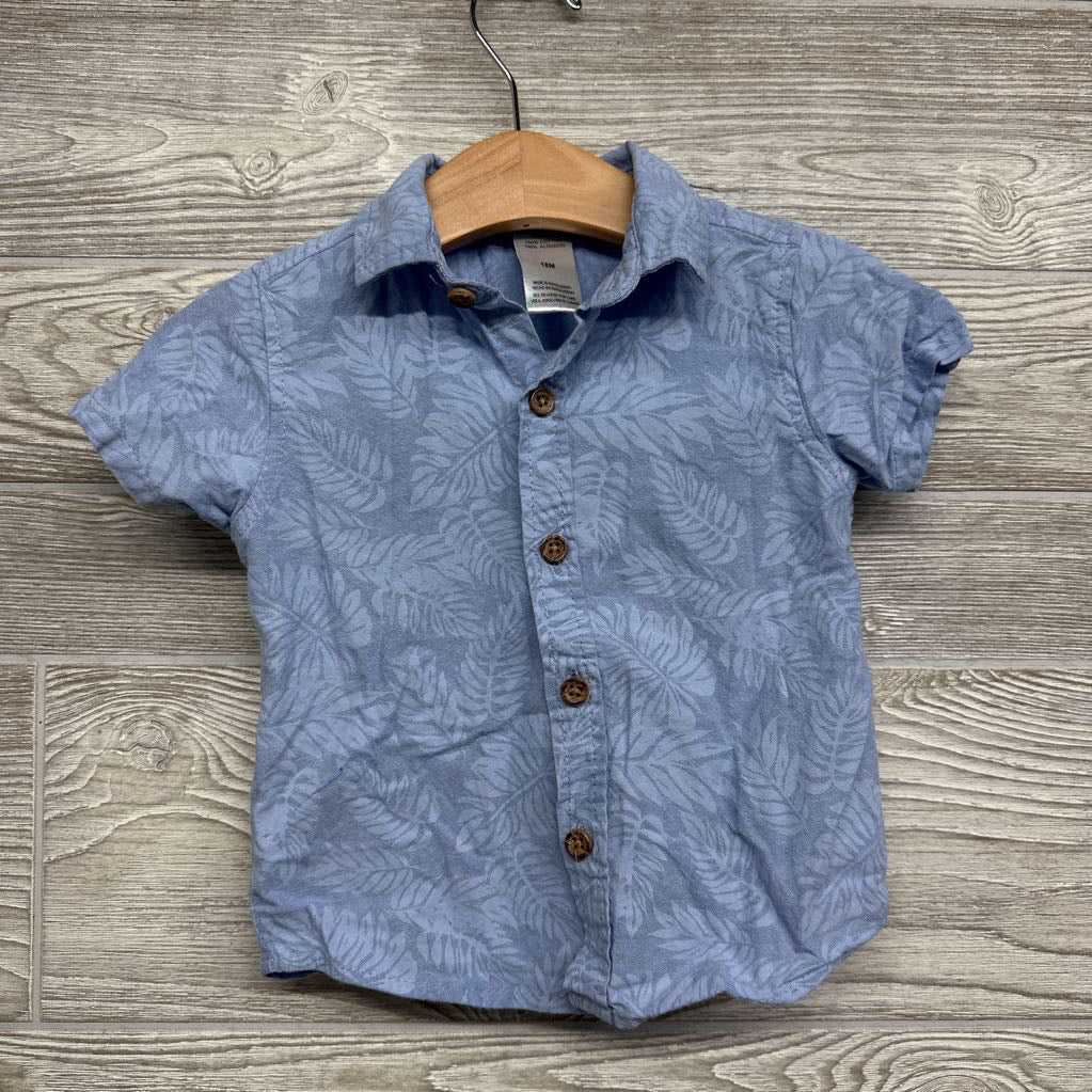 Button Up Shirt Leaves & Suspender Shorts 18M