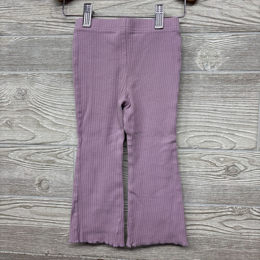 Ribbed Flare Pants Lettuce Trim 3T