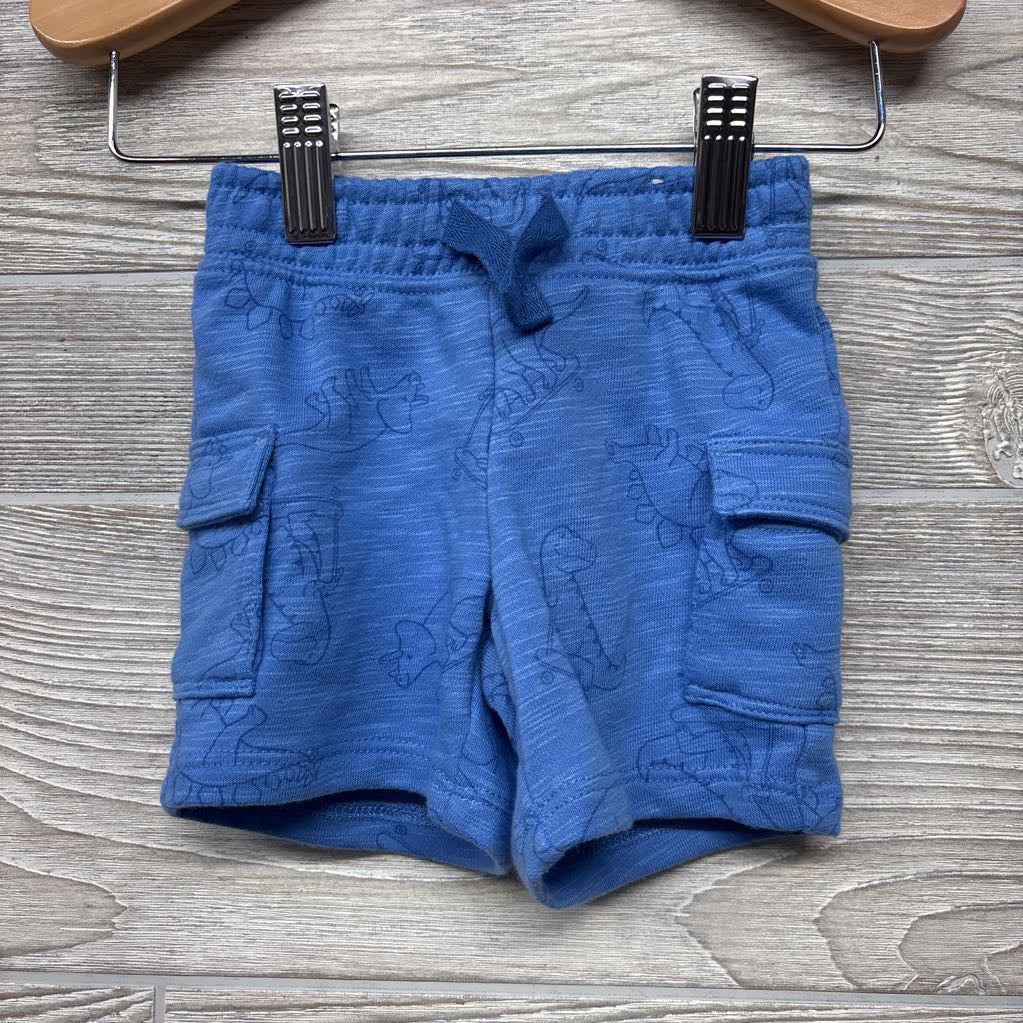 French Terry Cargo Shorts Dinosaurs Skateboarding 6-9M