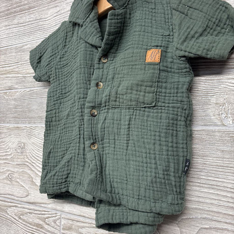 Button Up Gauze Shirt & Drawstring Shorts 12M