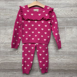 Sweater Ruffle & Knit Pants Hearts 4T